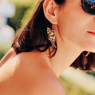 Earrings with Wings filigree in 24K gold plated brass